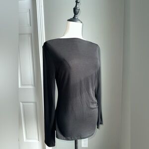 NWT Elie Tahari Medium boatneck Long Sleeve Top black